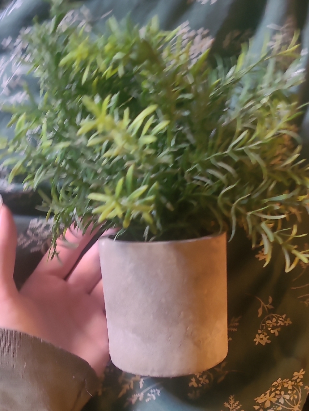 Faux Greenery in Gray Cement Pot - Home Accents Small Home Decor Set Of Two